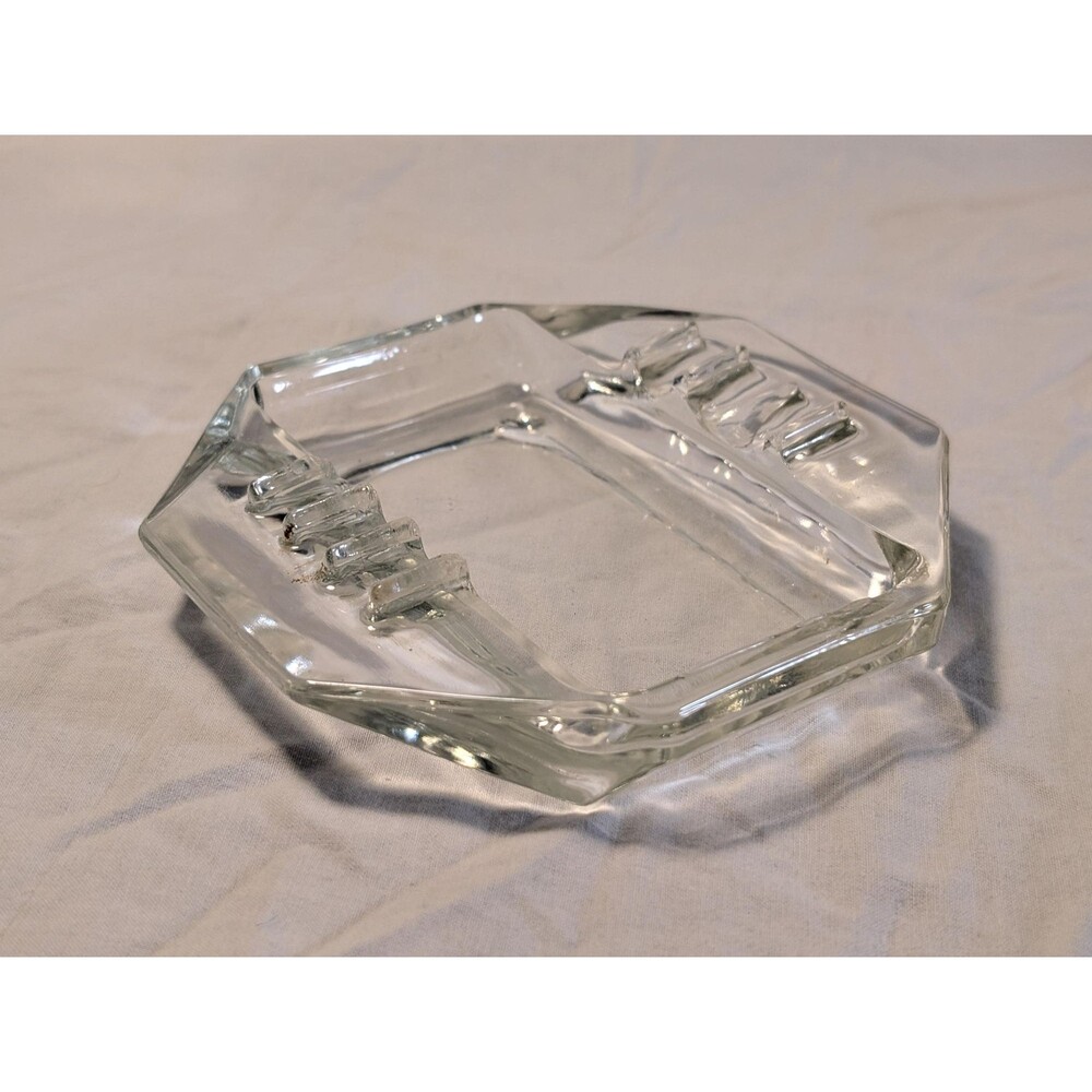 Vintage Clear Glass Streamline Ashtray - Art Deco